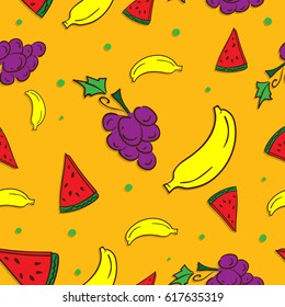 pattern fruit Banana watermelon grapes