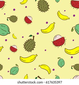 pattern fruit Durian banana rambutant guava