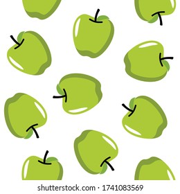 Pattern fruit green apple seamless flat design 