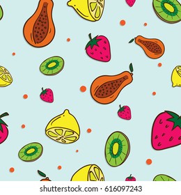 pattern fruit Kiwi Strawberry Papaya Lemon