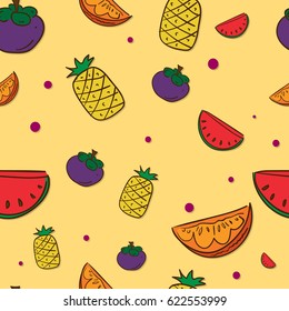 pattern fruit mangosteen pineapple watermelon orange 