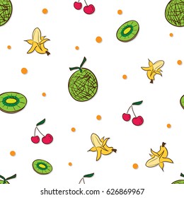 pattern fruit melon banana kiwi Cherry