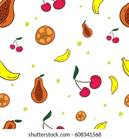 pattern fruit papaya orange banana cherry