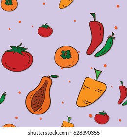pattern fruit papaya persimmon carrot tomato pepper