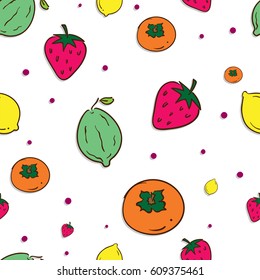 pattern fruit persimmon lemon strawberry guava