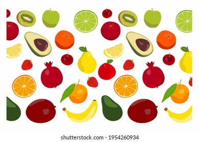 pattern fruit set assorted banana lemon citrus apple tangerine orange