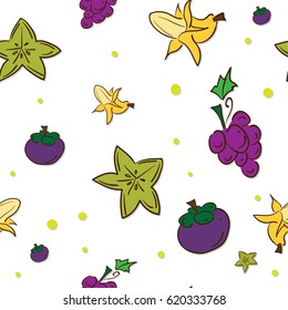 pattern fruit star apple banana grape mangosteen