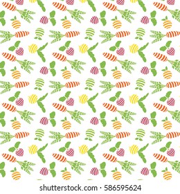 Pattern of fruit and vegetables on a white background