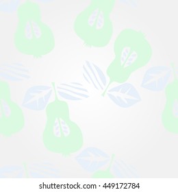   pattern of fruits, doodles,  object, pears, leaves, grains, hole,. Hand drawn.