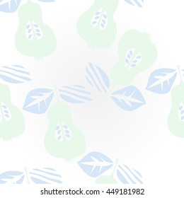   pattern of fruits, doodles,  object, pears, leaves, grains, hole,. Hand drawn.