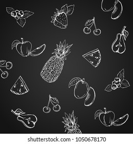 pattern with fruits, hand drawn, vector illustration 