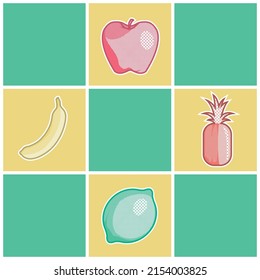 Pattern of fruits that simulate having been drawn and textured manually
