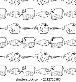 Muster mit lustigen Tierkrebsen und Fischmustern