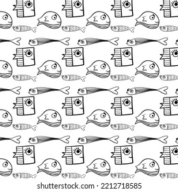 pattern with funny animals crabs and fishers pattern
