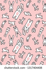 Pattern Funny Bunny On Pink Background Stock Vector (Royalty Free ...