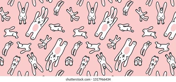 pattern with funny bunny on pink background