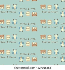pattern with funny cartoon bears. Vector illustration.