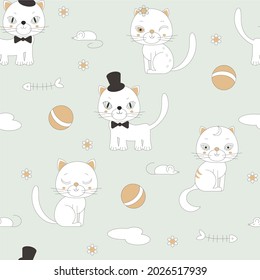 patrón con gatos de dibujos animados divertidos 