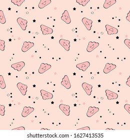 Pattern of a funny cloud. Image for children. Editable vector.