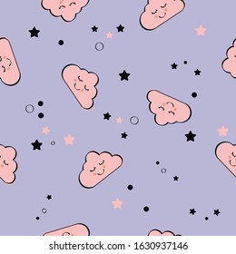 Pattern of a funny cloud. Image for children. Editable vector.