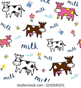 Pattern Funny Color Cows. Vector illustration.