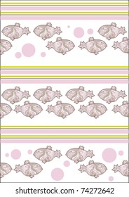 Pattern with funny colored fish for decorate paper wrap, cover. For gifts and presents