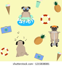 pattern with funny dogs in summer