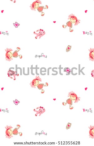 pattern with funny dolls. Vector illustration.