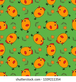 Pattern Funny Easter chicken color suitable for Wallpaper, flyers, invitation, posters, brochure, banners