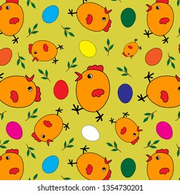 Pattern Funny Easter chicken color suitable for Wallpaper, flyers, invitation, posters, brochure, banners