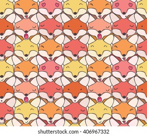 The pattern of funny foxes