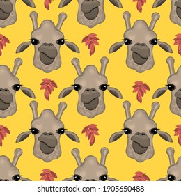 Pattern of funny giraffe. Animal character vector illustration.