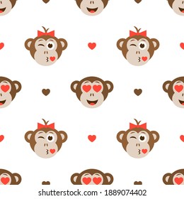 Pattern with funny monkey faces