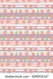 pattern with funny pigs on Abstract vector striped pattern with colored horizontal parallel stripes.