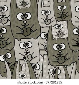 Pattern with funny rabbits, hares funny, drawing fabric with rabbits seamless pattern, vector illustration
