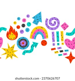 Pattern with funny shapes. Cartoon cute trendy creative image.