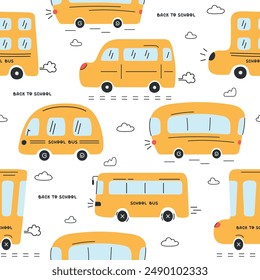 Muster mit lustigen gelben Schulbussen
