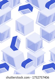 Pattern with futuristic houses in flat design