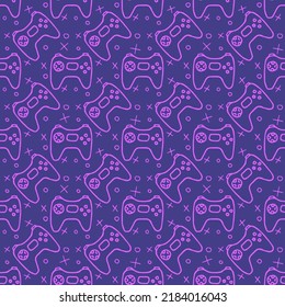 Pattern with gamepad icons. Seamless gaming pattern.