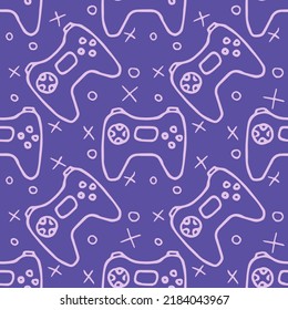 Pattern with gamepad icons. Seamless gaming pattern.