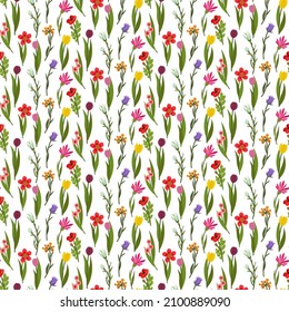 Pattern with garden flowers. Vector illustration. Floral spring pattern. For packaging, prints and clothing, postcards and brochures, decorative details, flower shops.