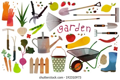 pattern with gardening icons and vegetables