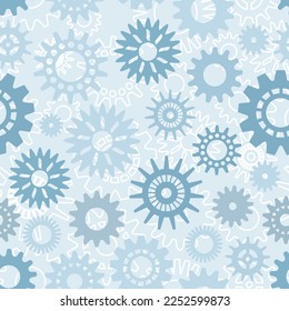 Pattern with gears. Background with mechanisms for wallpapers, fabrics, clothes.