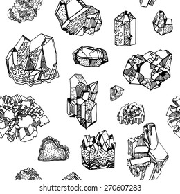 Patrón con gemas, cristales y minerales