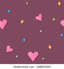 Pattern with gems and hearts. Good design for valentine's things like pattern, print. Cartoon style - Vector