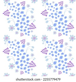 Patrón suave flores azules-lilas de primavera