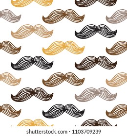 Pattern of gentleman mustache in black, blond and black color illustration vector set