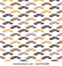 Pattern of gentleman mustache in black, blond and black color illustration set