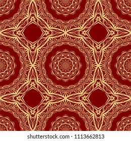pattern with geometric color elegant ornament, design for print fabric, bandana. vector illustration. red tone.