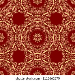 pattern with geometric color elegant ornament, design for print fabric, bandana. vector illustration. red tone.